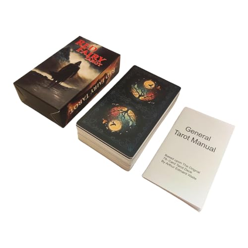 Tarotkarten-Deck, rote Feen-Tarot Wahrsagerkarten, Wahrsager-Tarot-Deck | Tarot-Leseseseset | Schicksalsweissagung, englische Version Standard-Tarot Decks von Bbbabeslk