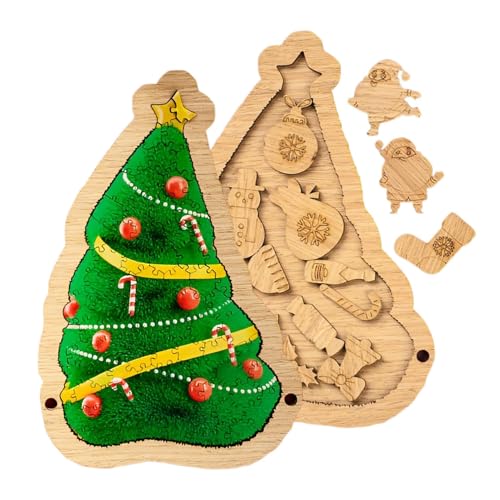 Weihnachtsbaum-Puzzle – Weihnachtsbaum-Puzzle aus Holz | Weihnachts-Bodenpuzzle aus Holz für Kinder | Bodenpuzzles für Kinder, Weihnachtsspielzeug für Kleinkinder, kleine Kinder, Familie, Freunde von Bbbabeslk