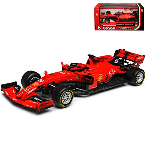 Ferrari SF90 Nr 5 Sebastian Vettel Saison 2019 Matt Rot 1/43 Burago Modell Auto von FOXCUP