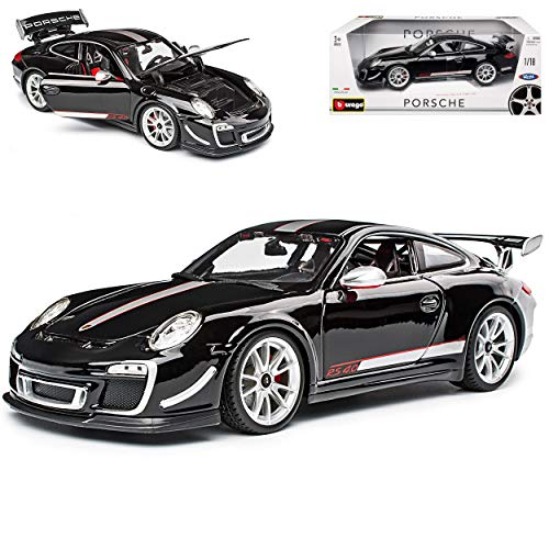 Porsche 911 997 GT3 RS 4.0 Coupe Schwarz Silber 2004-2012 1/18 Bburago Modell Auto mit individiuellem Wunschkennzeichen von Bburago Porsche