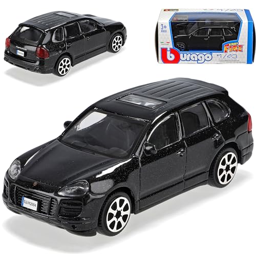 Porsche Cayenne Turbo Schwarz 1. Generation 2002-2010 1/43 Bburago Modell Auto mit individiuellem Wunschkennzeichen von Bburago Porsche