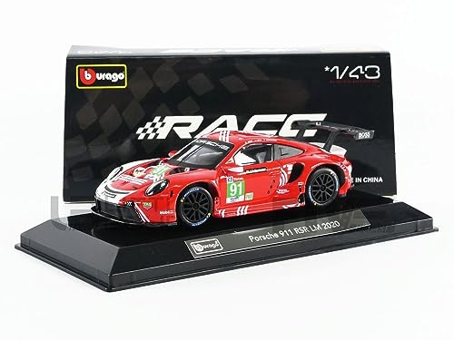 Bburago Race 18-38308 kompatibel mit Porsche 911 RSR, No.91, 24h Le Mans, 2020, 1:43,Fertigmodell von Bburago