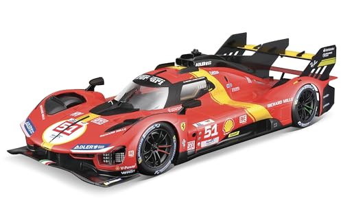 Bburago - 1/18 Ferrari Racing - 499P LMH 2023#51 - Rot - Neuheit 2024: Metallnachbildung - detaillierter Innenraum - Türen und Haube zum Öffnen im Maßstab 1:18. - Gewinner der 24h von Le Mans 2023 von Bburago