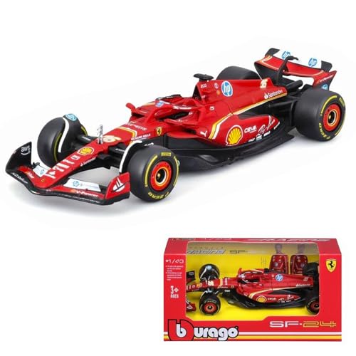 Bburago 1/43 - SF-24 für Scuderia Ferrari F1 Team SF24 Signature Druckguss Erwachsene Modellauto Display F1 GP 2024 Kollektion - #16 Charles Leclerc von Bburago