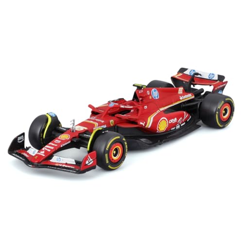 Bburago 1/43 - SF-24 für Scuderia Ferrari F1 Team SF24 Signature Druckguss Erwachsene Modellauto Display F1 GP 2024 Kollektion - #55 Carlos Sainz von Bburago