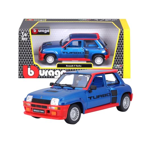 Bburago - Renault 5 Turbo Maßstab 1:24, Diecast-Auto, Detailgetreu mit Türen zum Öffnen, Farben Blau oder Rot, Renault-Lizenz, Alter 3+ Bburago - Renault 5 Turbo Maßstab 1:24, Diecast-Auto, Detailgetreu mit Türen zum Öffnen, Farben Blau oder Rot, Renault-Lizenz, Alter 3+ von Bburago