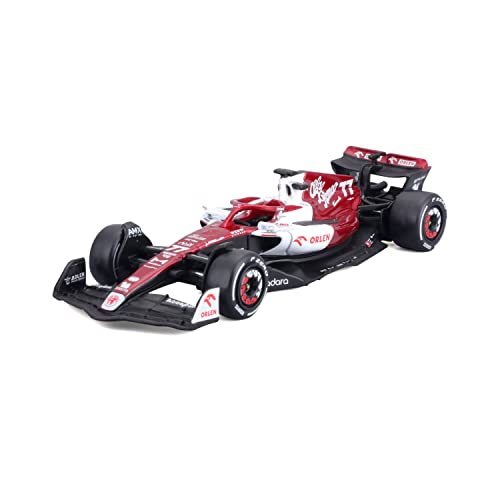 Bburago Alfa Romeo F1 Team Orlen C42 (2022): Modellauto im Maßstab 1:43, 77 Valtteri Bottas, Windowbox, rot-weiß (18-38067B) von Bburago