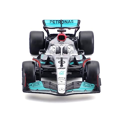 Bburago Mercedes AMG Petronas F1 Team W13 (2022): Modellauto im Maßstab 1:43, #44 Lewis Hamilton, Windowbox, Silber (18-38065H) von Bburago