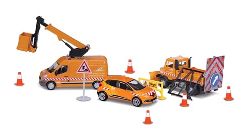 Bburago -1:43 Street Fire - Playset City Services - Playset Street Fire Sortiment im Maßstab 1:43 bestehend aus 3 City Services 1:43 Fahrzeugen und 8 Verkehrszubehör von Bburago