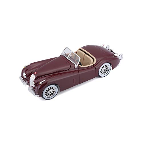 Bburago 15622018 - Bijoux 1:24 Jaguar XK 120 Roadster (1951) - farbe sortiert, Zufällig, Silber Oder Weinrot Metallic von Bburago