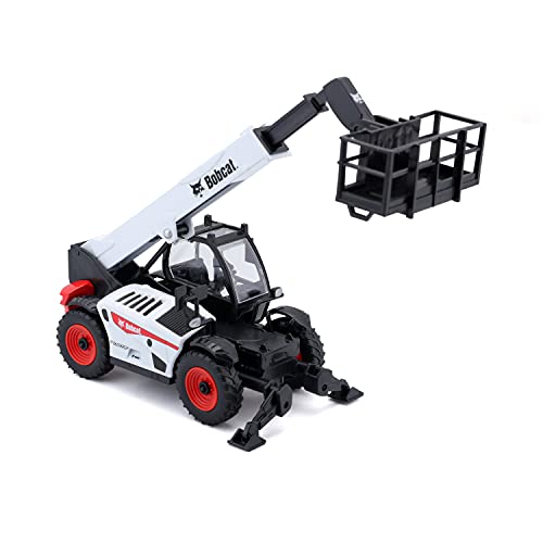 Bburago 18-32088 Bobcat T40.180SLP Teleskoplader mit Arbeitsplattform Spielzeugfahrzeug, weiß-schwarz von Bburago