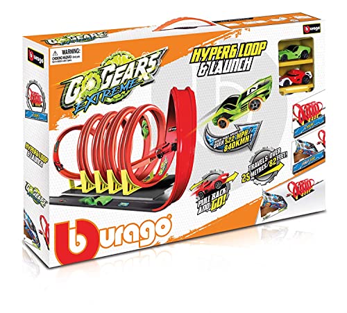 Bburago B18-30535 GO GEARS EXTREME HYPER 6 LOOP UND STARTEN-2 Autos, Verschiedene Designs und Farben, M von Bburago