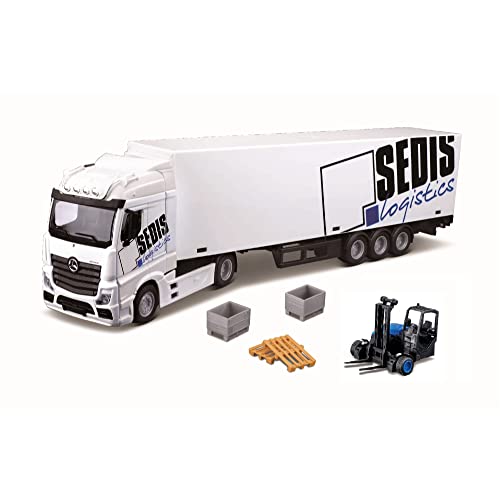 Bburago B18-31471 Street Fire HAULERS MB ACRTROS Lift and Load Druckguss-Paletten, Maßstab 1:43, Sammlerstück, LKW-Modell, Farblich Sortiert von Bburago