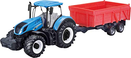 Bburago B18-31658 New Holland T7.315 Traktor mit Kippanhänger, 10 cm, Blau, Einheitsgröße von Bburago