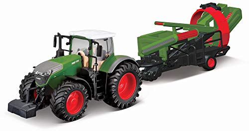 Bburago B18-31666 Die-Cast FENDT 1050 Vario mit funktionierendem Kultivator-Fahrzeug, rot, groß von Bburago