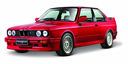 Bburago BMW M3 (E30): Modellauto im Maßstab 1:24, Türen beweglich, rot (18-21100R), Groß von Bburago