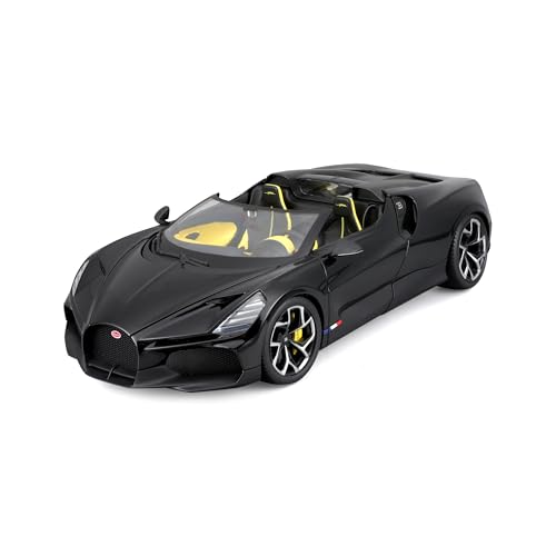 Bburago Bugatti Mistral: Modellauto im Maßstab 1:18, Türen und Motorhaube beweglich, schwarz (18-11051BK) von Bburago