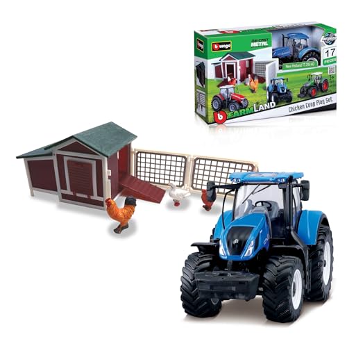 Bburago FARMLAND PLAYSET Chicken COOP with Die-Cast New Holland Tractor - von Bburago