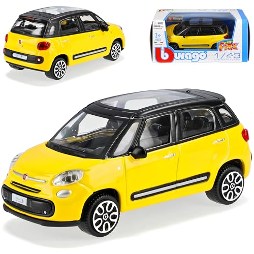 Bburago FIAT 500L Van Gelb Ab 2012 1/43 Modell Auto mit individiuellem Wunschkennzeichen von Bburago