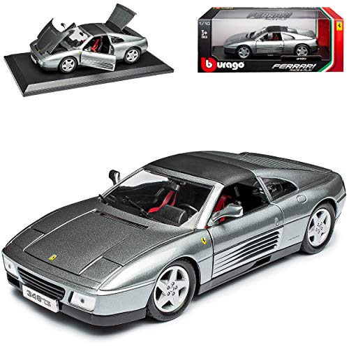 Bburago Ferrari 348 TS Targa Coupe Silber Grau 1989-1995 1/18 Modell Auto mit individiuellem Wunschkennzeichen von Bburago