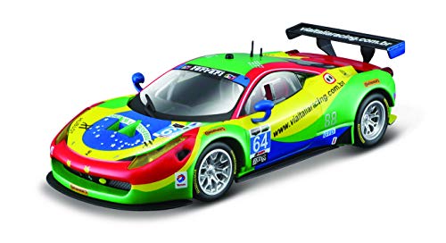 Bburago Ferrari 458 GT3 '15: Modellauto im Maßstab 1:43, Ferrari Racing Serie, Geschenkbox, 12 cm, grün #64 (18-36305) von Bburago