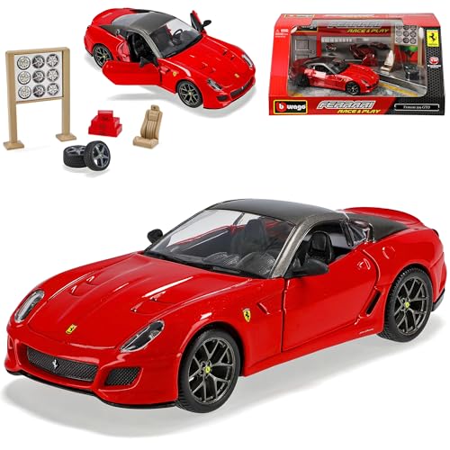 Bburago Ferrari 599 GTO Coupe Rot Mit Zubehör 1/32 Modell Auto mit individiuellem Wunschkennzeichen von Bburago