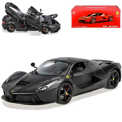 Bburago Ferrari LaFerrari Coupe Matt Schwarz Ab 2013 Signature 1/18 Modell Auto mit individiuellem Wunschkennzeichen von Bburago