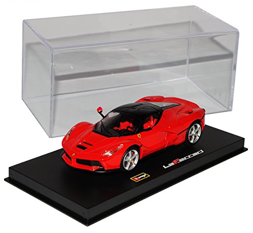 Bburago Ferrari LaFerrari Coupe Rot Ab 2013 mit Sockel und Vitrine 1/43 Modell Auto mit individiuellem Wunschkennzeichen von Bburago