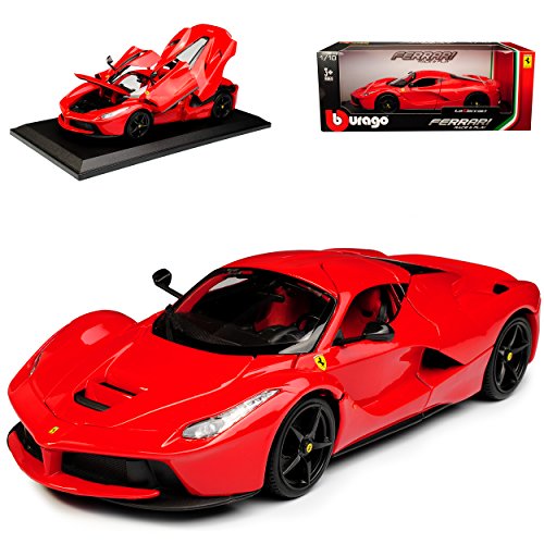 Bburago Ferrari LaFerrari Coupe Rot mit Schwarzen Felgen Ab 2013 1/18 Modell Auto mit individiuellem Wunschkennzeichen von Bburago