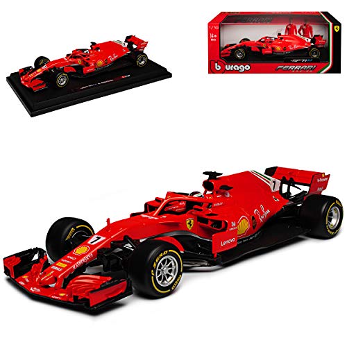 Bburago Ferrari SF71H Nr 7 Kimi Räikkönen Saison 2018 mit Sockel 1/18 Modell Auto von Bburago