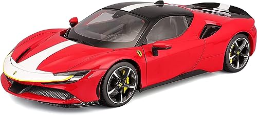 Bburago Ferrari SF90 Stradale Assetto Fiorano: Modellauto im Maßstab 1:18, Türen, Motorhaube und Kofferraum beweglich, rot (18-16911), Groß von Bburago