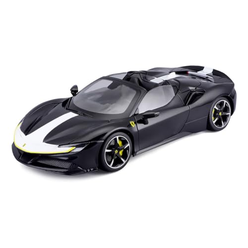 Bburago Ferrari SF90 Stradale Assetto Fiorano: Modellauto im Maßstab 1:18, Türen, Motorhaube und Kofferraum beweglich, schwarz (18-16910) von Bburago