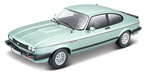 Bburago Ford Capri (1973): Modellauto im Maßstab 1:24, Türen zum Öffnen, 19 cm, matt hell grün (18-21093) von Bburago