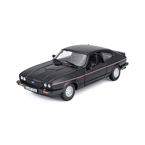 Bburago Ford Capri: Modellauto im Maßstab 1:24, Türen beweglich, schwarz (18-21093BK) von Bburago