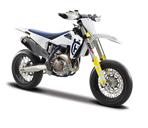 Bburago Husqvarna FS 450 Supermoto Motorrad - Maßstab 1:18 - Unglaublich detaillierte Druckguss-Nachbildung Sammlerstück Motorradmodell, Weiß von Bburago