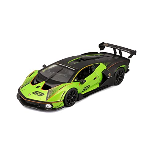 Bburago Lamborghini Essenza SCV12: Modellauto im Maßstab 1:24, Türen beweglich, grün-schwarz (18-28017) von Bburago