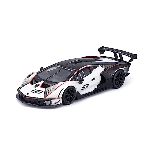 Bburago Lamborghini Essenza SCV12: Modellauto im Maßstab 1:24, Türen beweglich, weiß-schwarz (18-28023) von Bburago