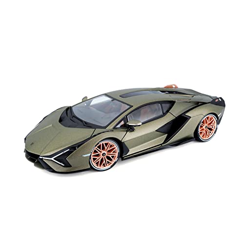 Bburago Lamborghini Sian FKP 37: Modellauto im Maßstab 1:18, Türen, Kofferraum und Motorhaube zum Öffnen, electric gold (18-11046) von Bburago