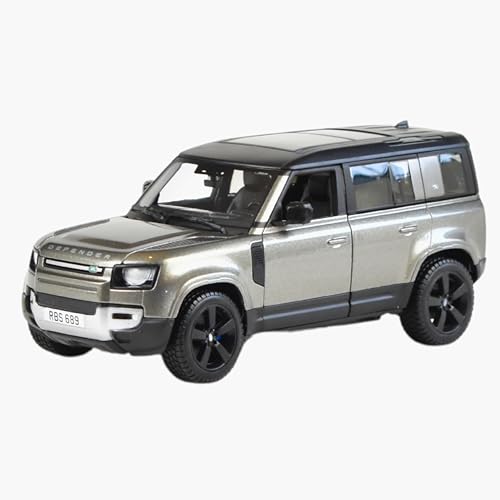 Bburago Land Rover Defender: Modellauto im Maßstab 1:24, Türen beweglich, Silber (18-21101S) von Bburago