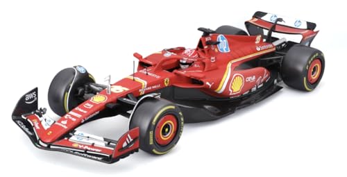 Bburago - Maßstab 1:18, kompatibel mit Ferrari SF24# 16, kompatibel mit Charles Leclerc Deluxe Version Rennwagen-Modell von Bburago