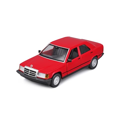 Bburago Mercedes 190E (1987): Modellauto im Maßstab 1:24, Türen beweglich, rot (18-21103R) von Bburago