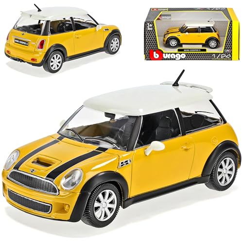 Bburago Mini Cooper S Gelb Weiss R56 Hatch 2006-2013 1/24 Modell Auto von Bburago