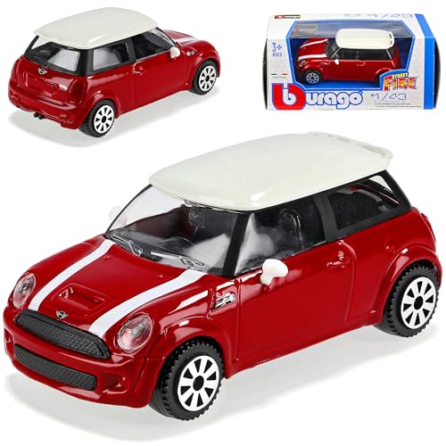 Bburago Mini Cooper S Rot Weisses Dach R56 Ab 2006 1/43 Modell Auto mit individiuellem Wunschkennzeichen von Bburago