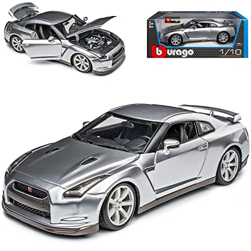 Bburago Nissan Skyline GT-R R35 Coupe Silber Ab 2008 18-12079 1/18 Modell Auto von Bburago