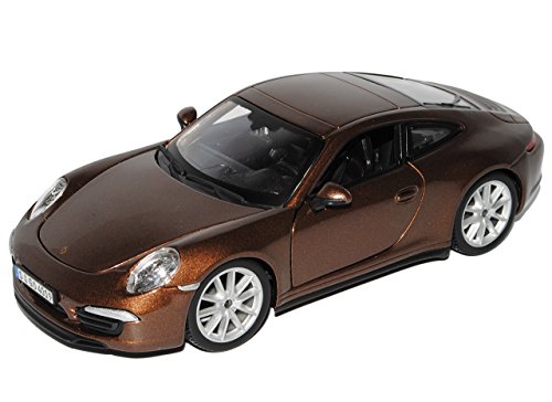 Bburago Porsche 911 991 Carrera S Coupe Braun Ab 2011 1/24 Modell Auto mit individiuellem Wunschkennzeichen von Bburago