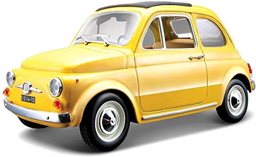 Bburago Auto Modellauto FIAT 500 F 1965, Klassiker, Metall, 1/24, Gelb, Auto, Kinder von Bburago