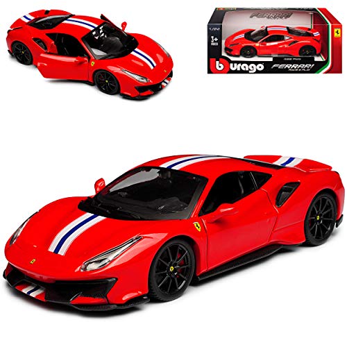 Ferrari 488 Pista Coupe Rot mit Streifen Modell ab 2015 Version Ab Genf Autosalon 2018 1/24 Bburago Modell Auto von Bburago