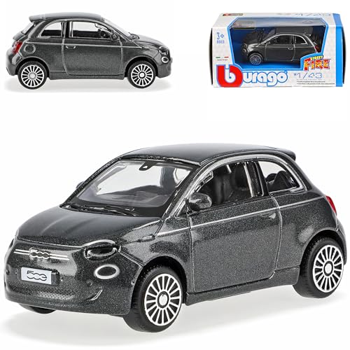 Generisch FIAT 500 E Coupe Grau neues Modell ab 2020 1/43 Burago Modell Auto mit individiuellem Wunschkennzeichen von Bburago