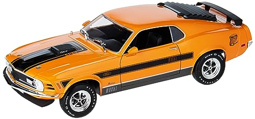 Maisto Ford Mustang Mach 1 (1970): Modellauto im Maßstab 1:18, Türen, Kofferraum und Motorhaube beweglich, orange (531453O) von Maisto