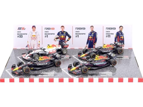 RED BULL RACING Set 4 Modelle Auto Formel 1 F1 2021-2023 - VERSTAPPEN - Maßstab 1:43 12cm - BBurago 38092V von Bburago